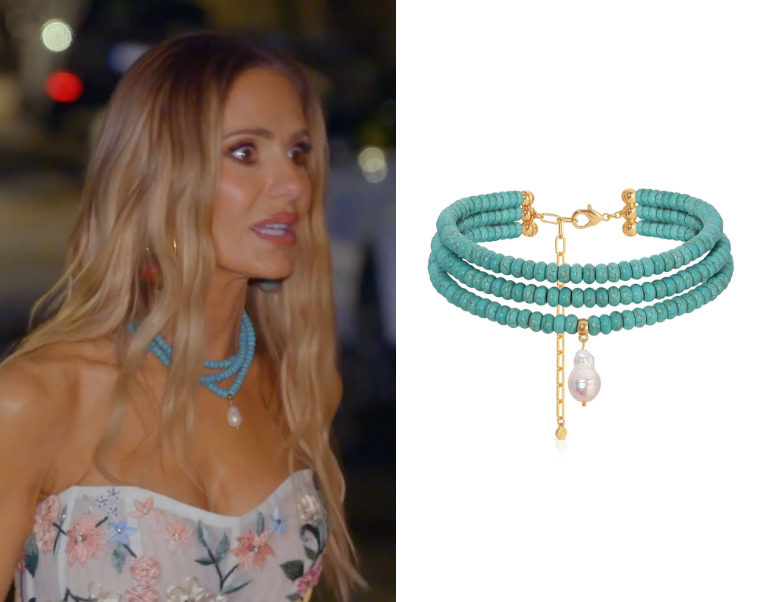 Real Housewives of Beverly Hills: Season 15 Episode 15 Dorit’s  Teal Layered Beaded Pearl Necklace