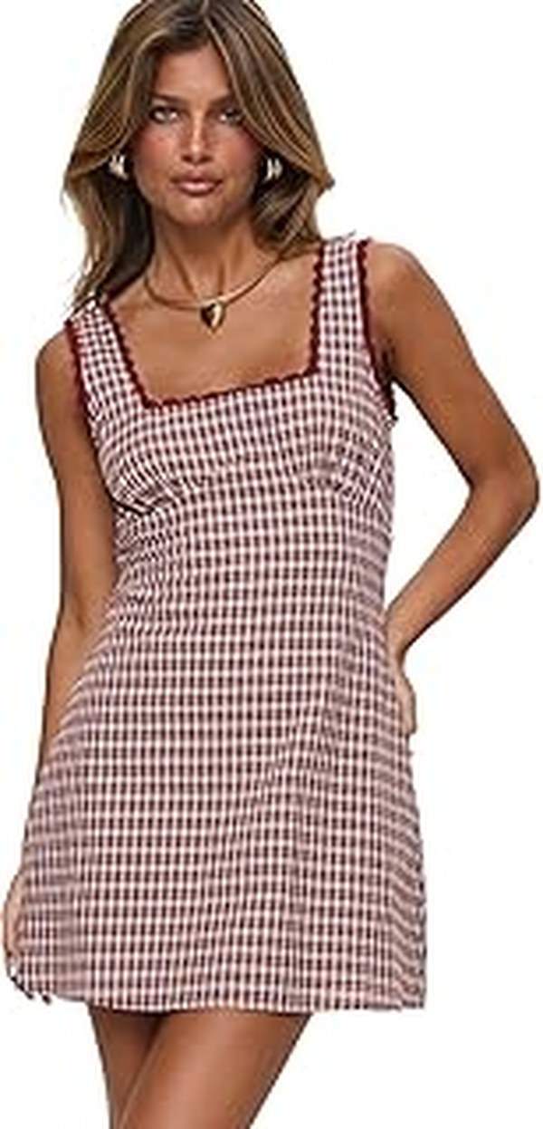 Rosie DiMare’s Blue Check Print Mini Dress