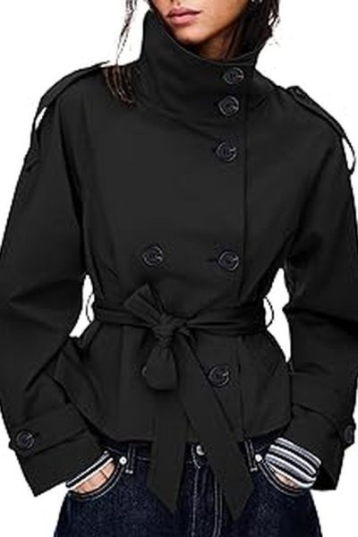 Cynthia Bailey’s Black Lace Trim Trench Coat
