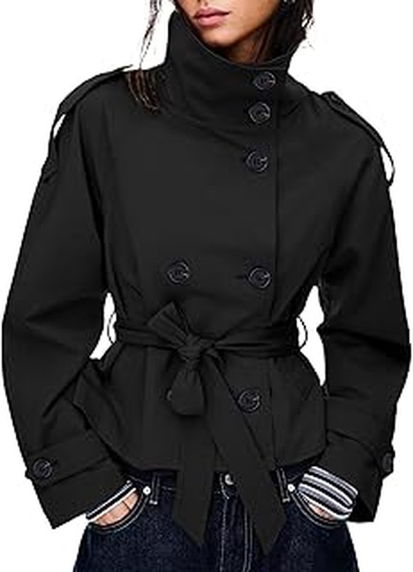Cynthia Bailey’s Black Lace Trim Trench Coat
