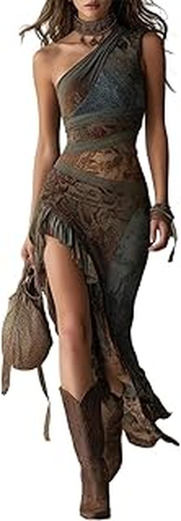 Rachel Zoe’s Black Paisley Print One Shoulder Dress