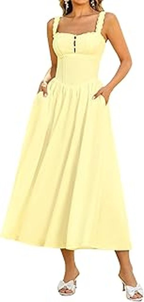 Sutton Stracke’s Yellow Lace Midi Dress