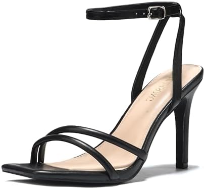 LULLASONG Women Strappy Ankle Strap 3.5 Inch Heeled Sandals