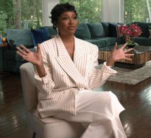 Cynthia Bailey’s White Pinstriped Confessional Blazer - Product Image